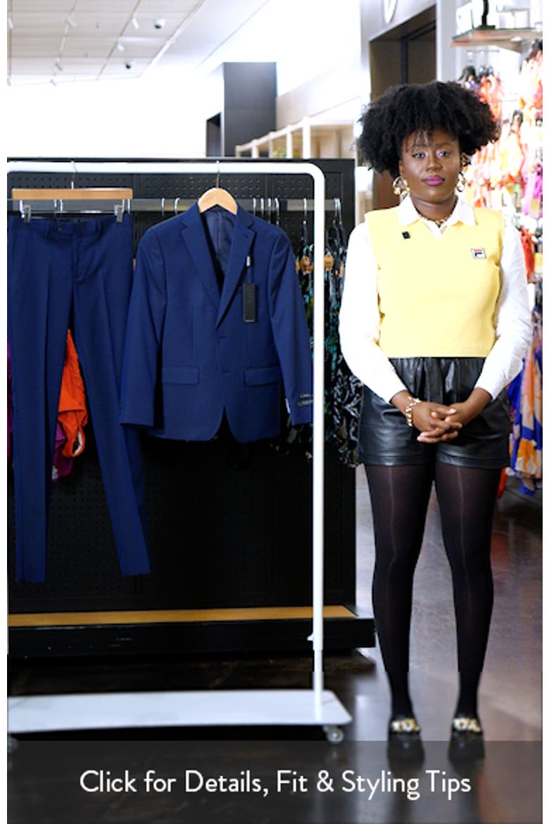 Kids' Skinny Fit Navy Check Stretch Suit video