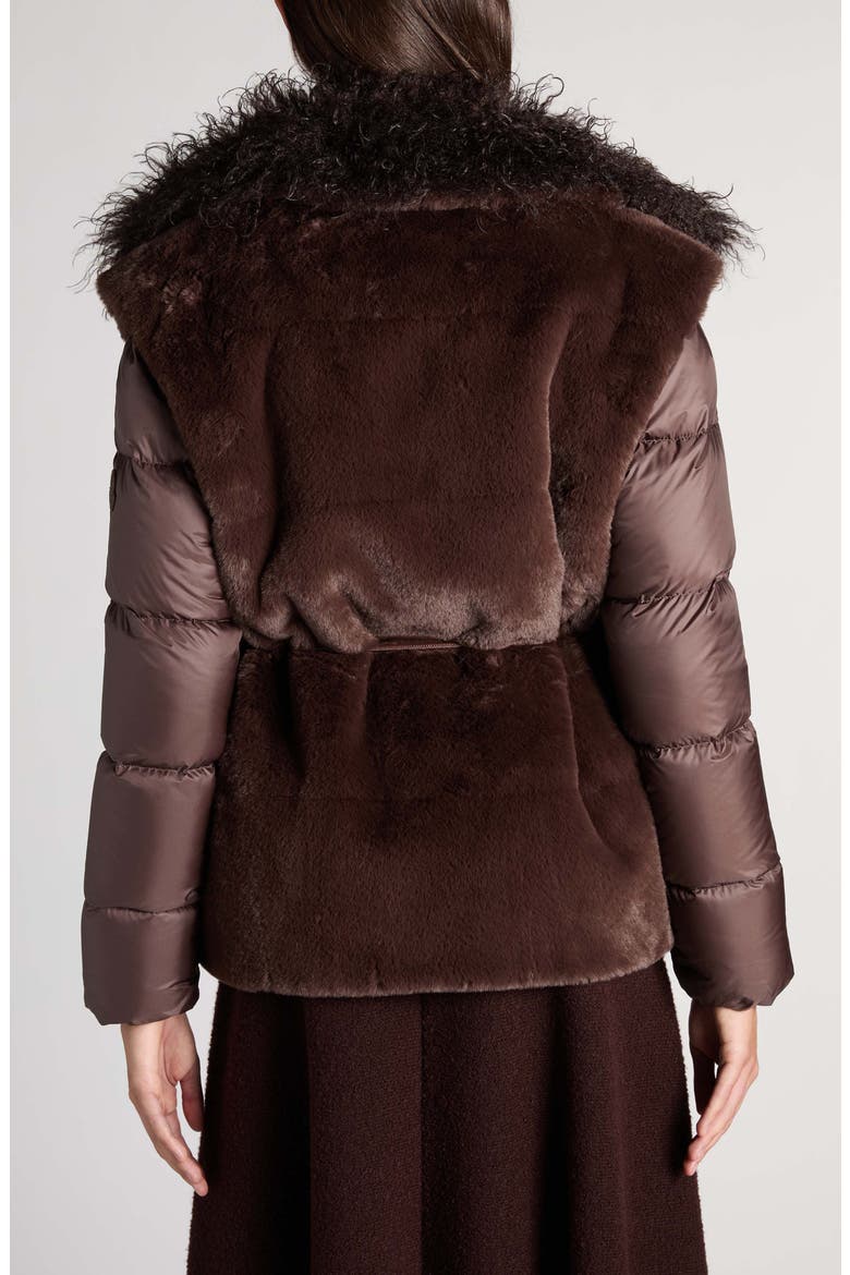 Immersif Faux Fur Trim Jacket, Alternate, color, BROWN