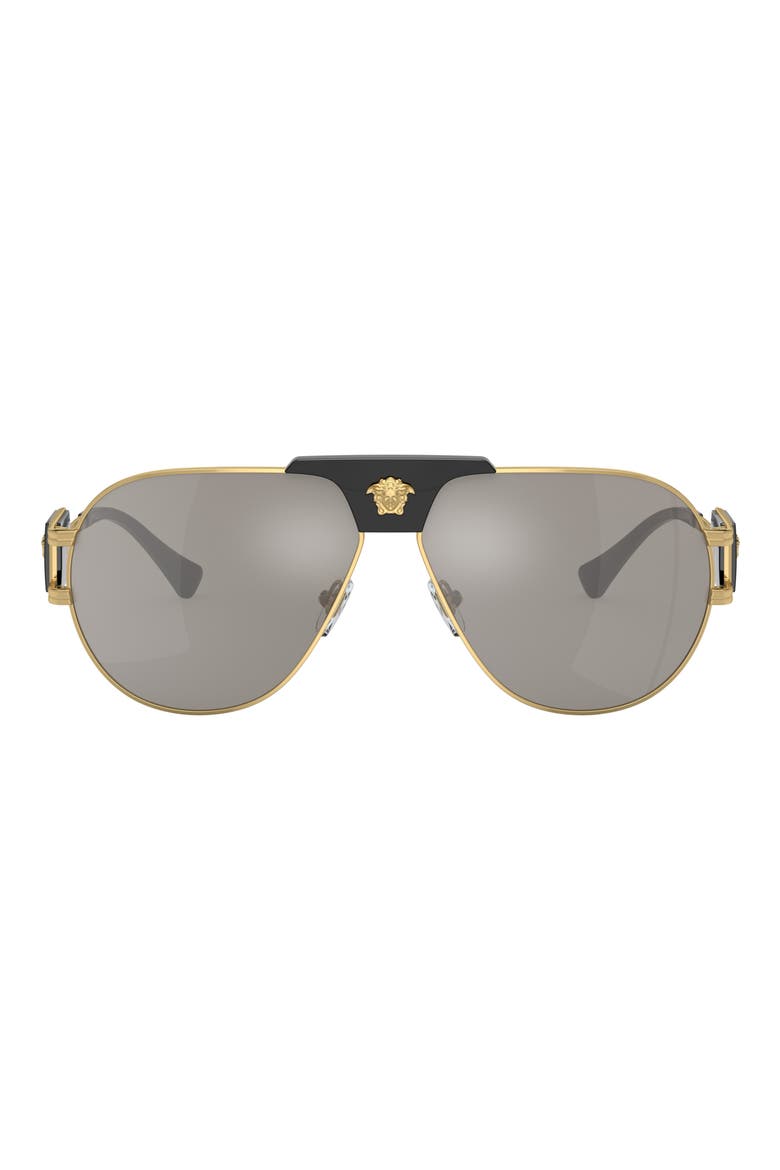 63mm Oversize Pilot Sunglasses, Main, color, GOLD