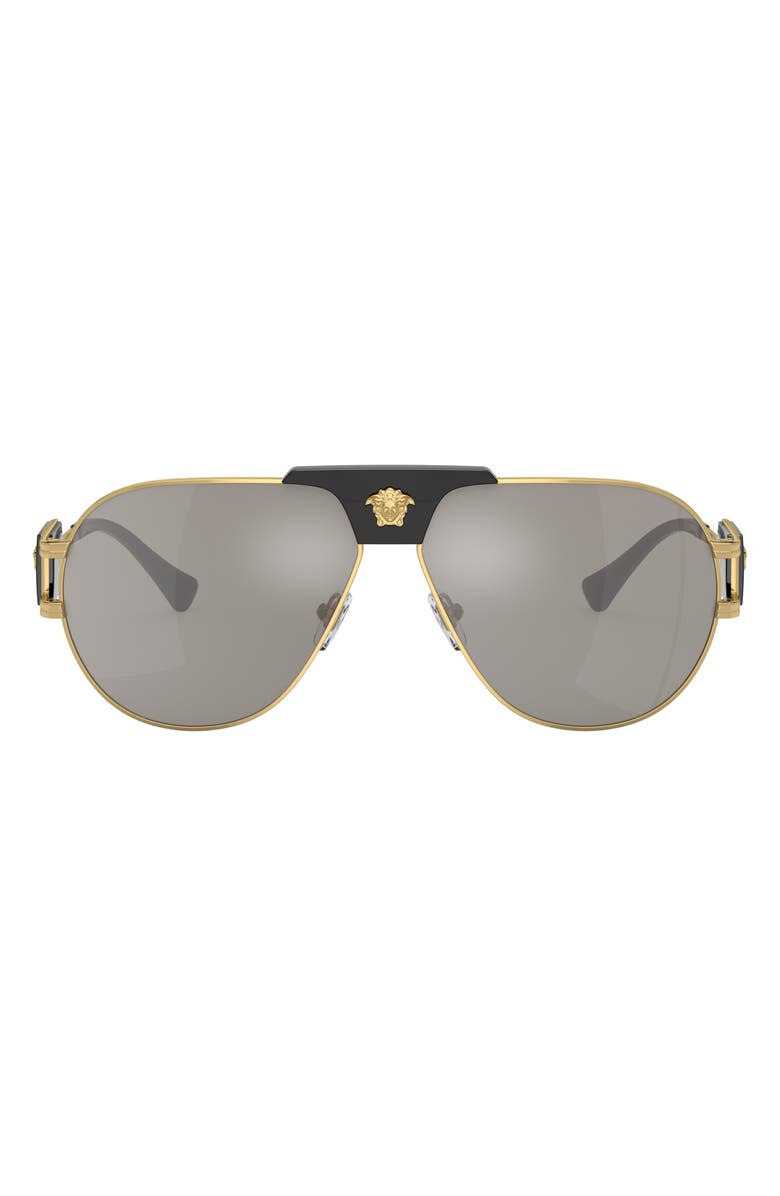 Versace 63mm Oversize Pilot Sunglasses, Main, color, 