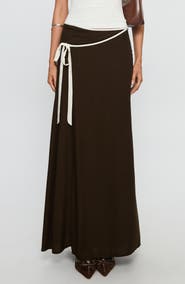 Princess Polly Keirah Contrast Binding Wrap Maxi Skirt