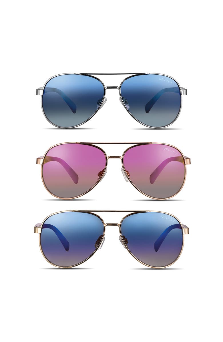 Velvet Eyewear Aviator Flash Sunglass Style Box, Main, color, Multi