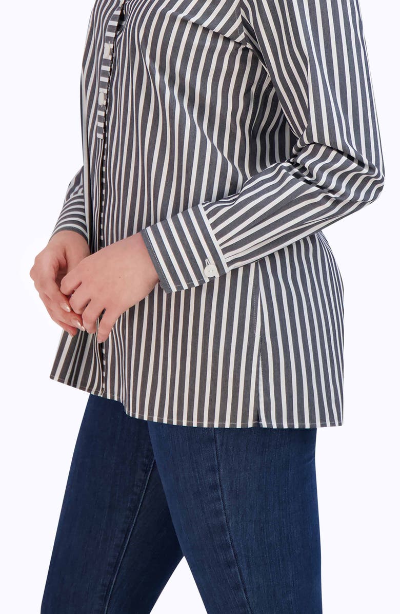Foxcroft Pamela Stripe Blouse, Alternate, color, Black