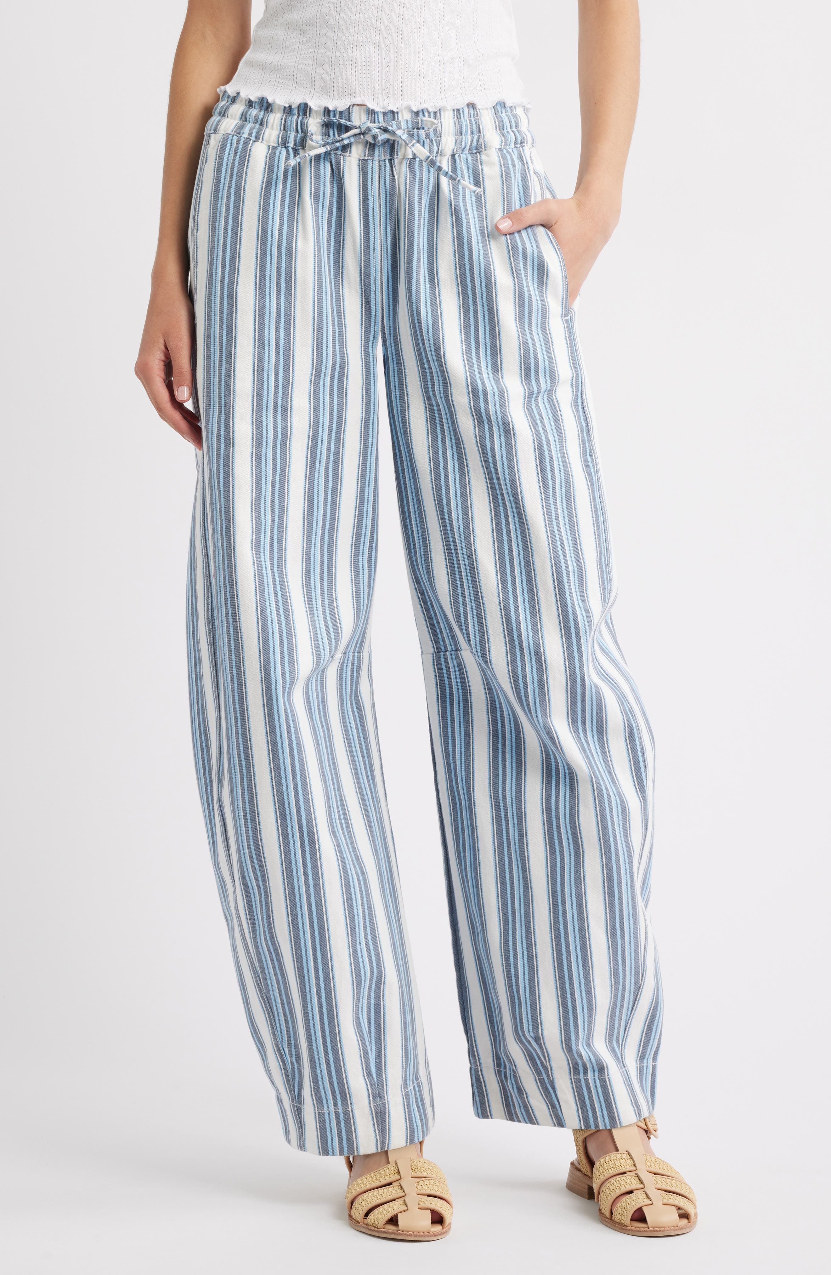 Damson Madder Felix Stripe Organic Cotton Drawstring Jeans