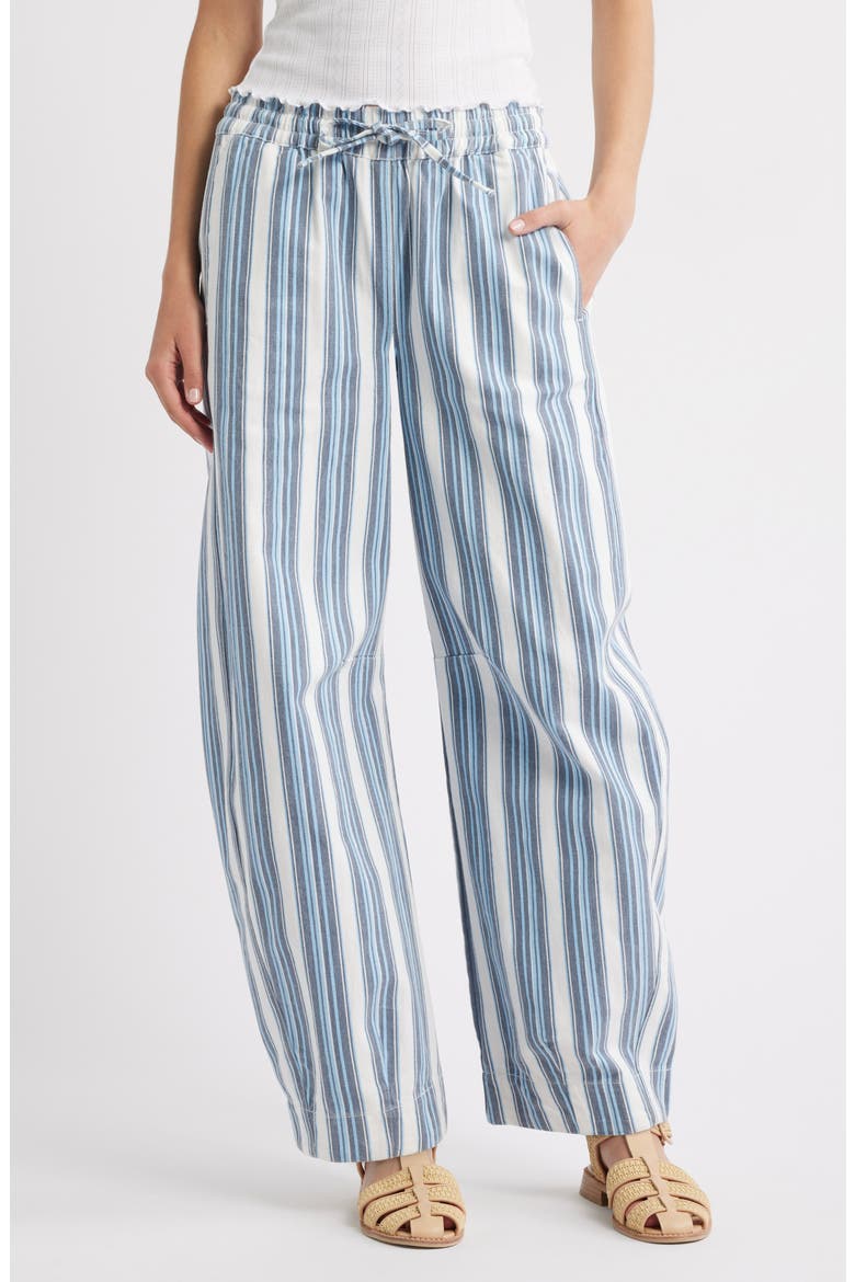 Felix Stripe Organic Cotton Drawstring Jeans, Main, color, BLUE