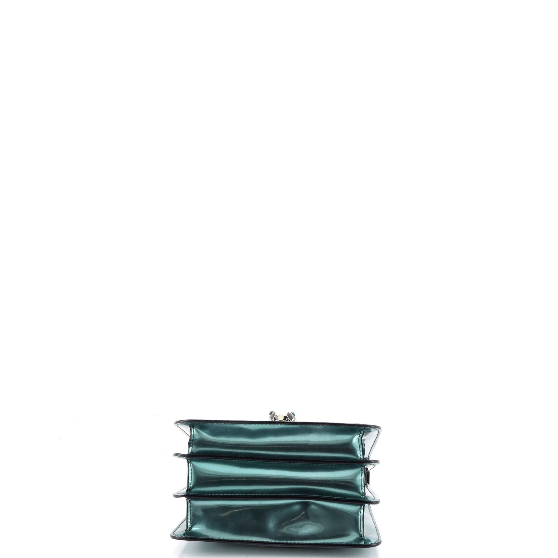 Serpenti Top Handle Bag Patent Small, Alternate, color, Green