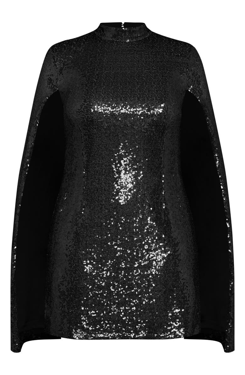 City Chic Aurelia Sequin Cape Minidress, Alternate, color, 