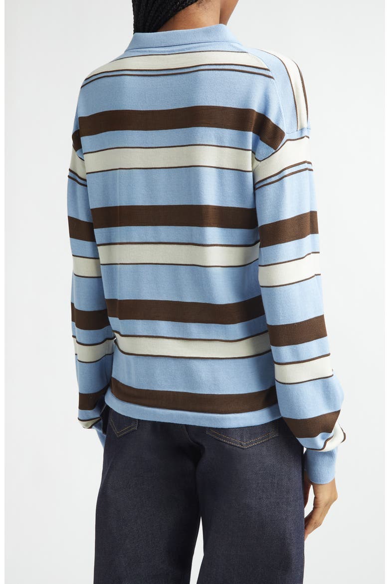 Stripe Cotton & Wool Blend Rugby Polo, Alternate, color, MISTY BLUE