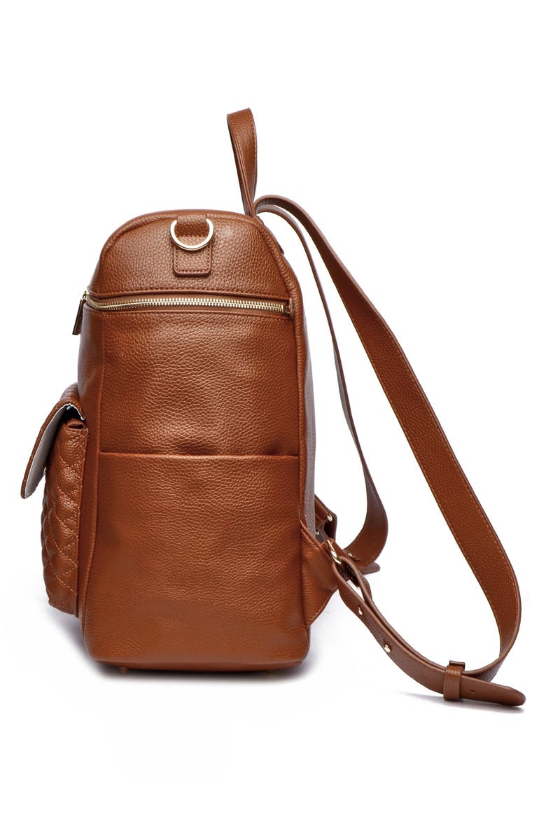 Monaco Faux Leather Diaper Backpack, Alternate, color, CARAMEL BROWN