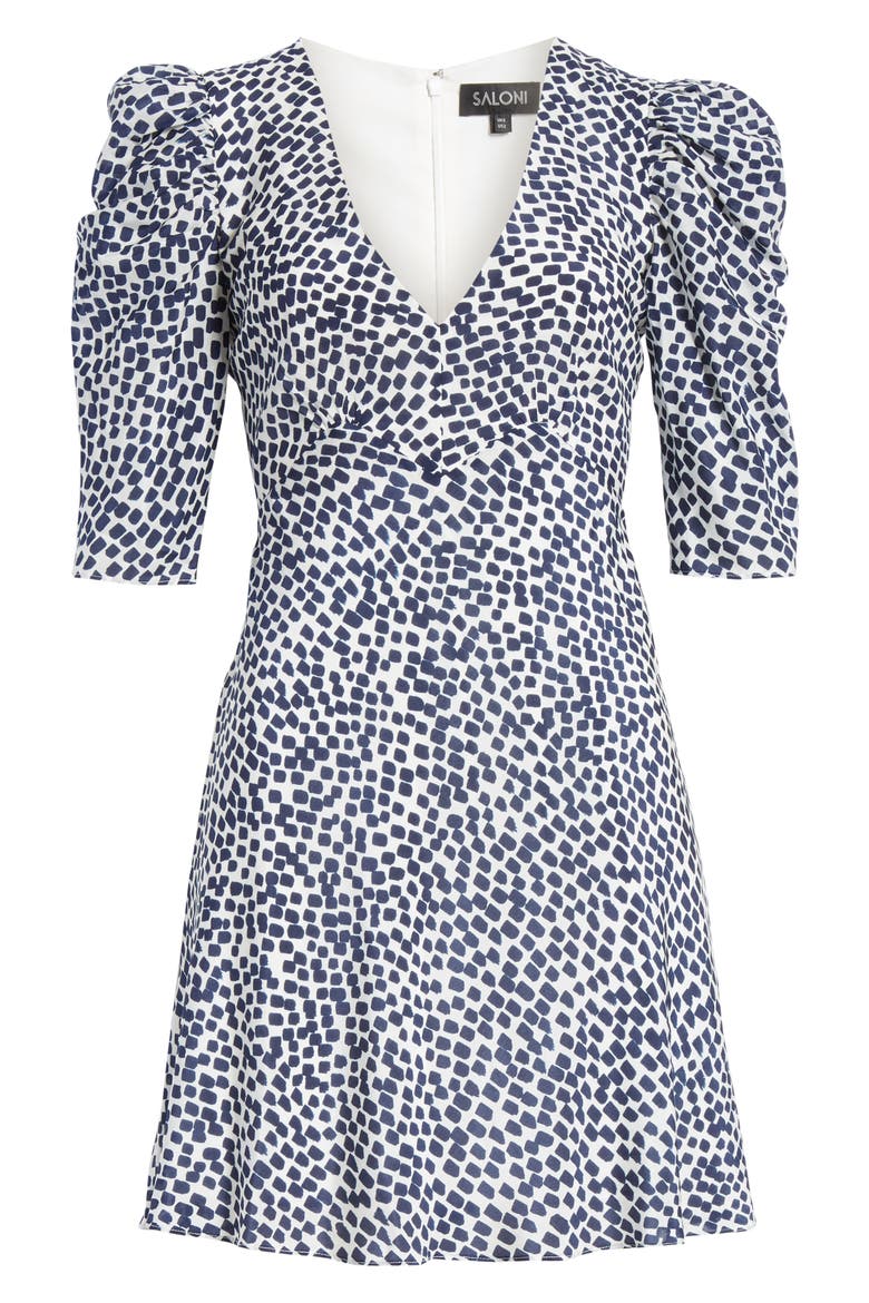 Colette Silk Minidress, Alternate, color, NAVY PAINTERLY