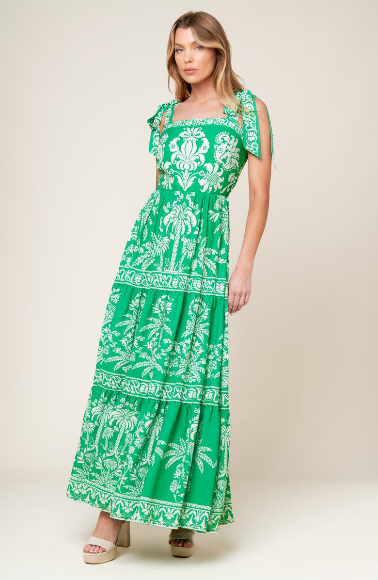 FLYING TOMATO Tie Strap Tiered Maxi Dress, Alternate, color, 