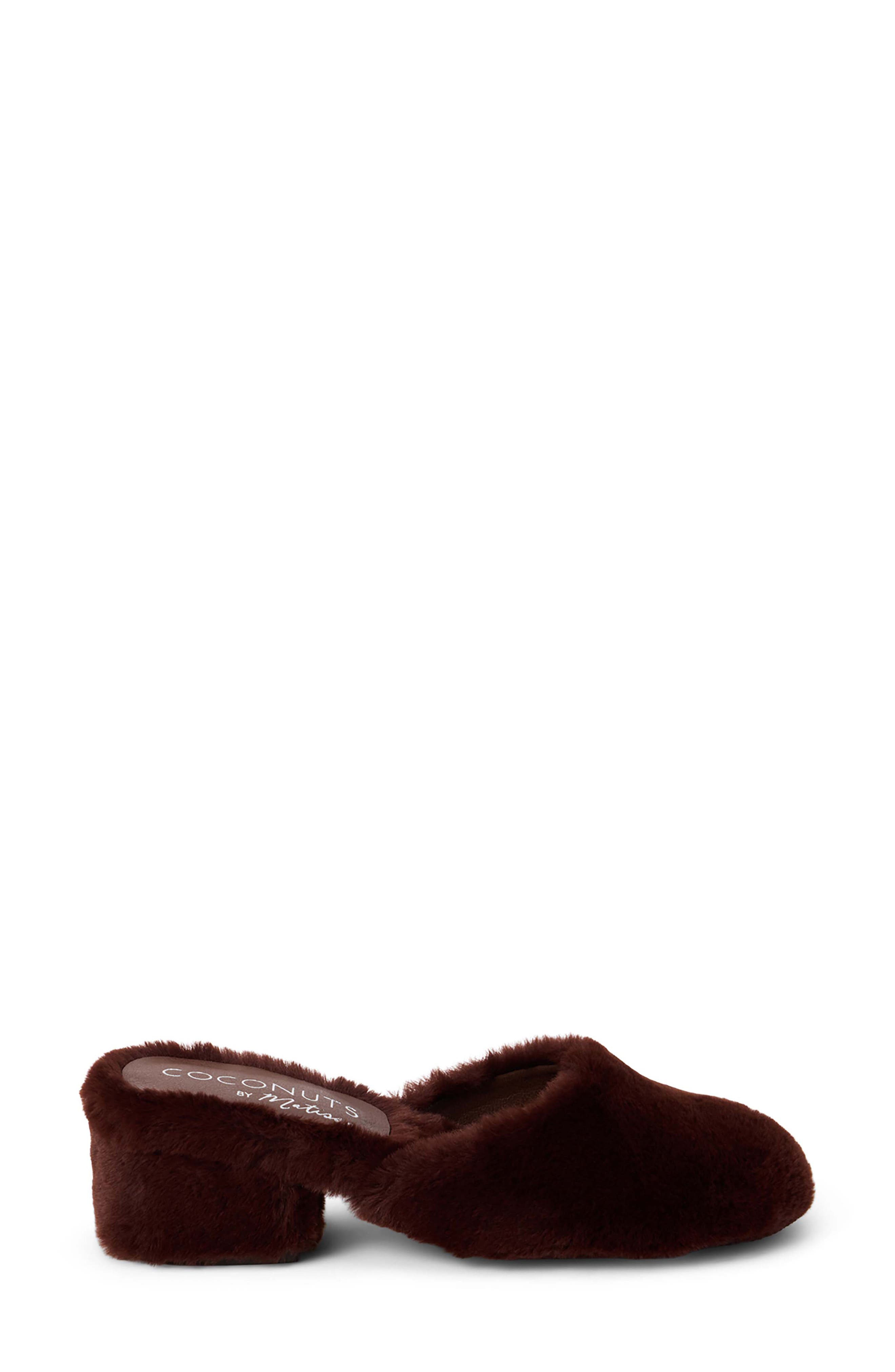 Teddy Faux Fur Mule, Alternate, color, CHOCOLATE