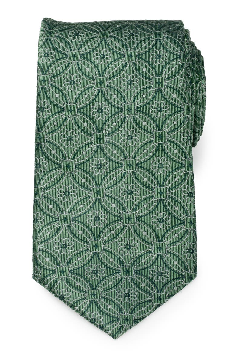 Watercress Green Tiled Silk Tie, Main, color, GREEN