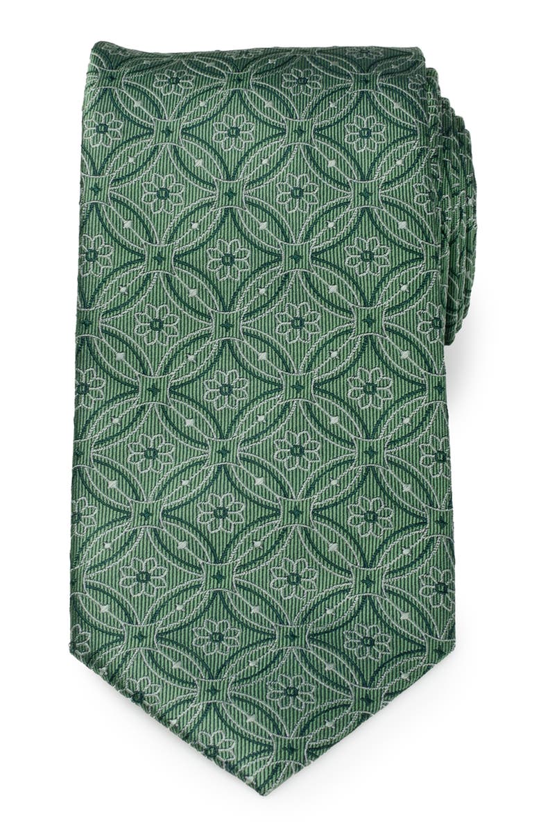 Cufflinks, Inc. Watercress Green Tiled Silk Tie, Main, color, Green