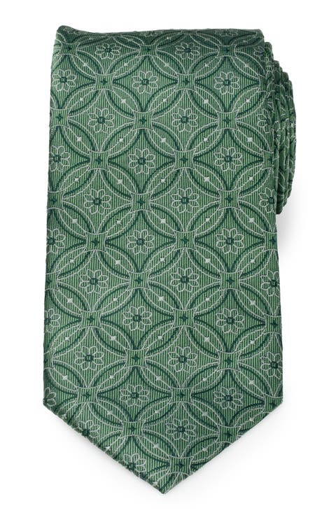 Watercress Green Tiled Silk Tie