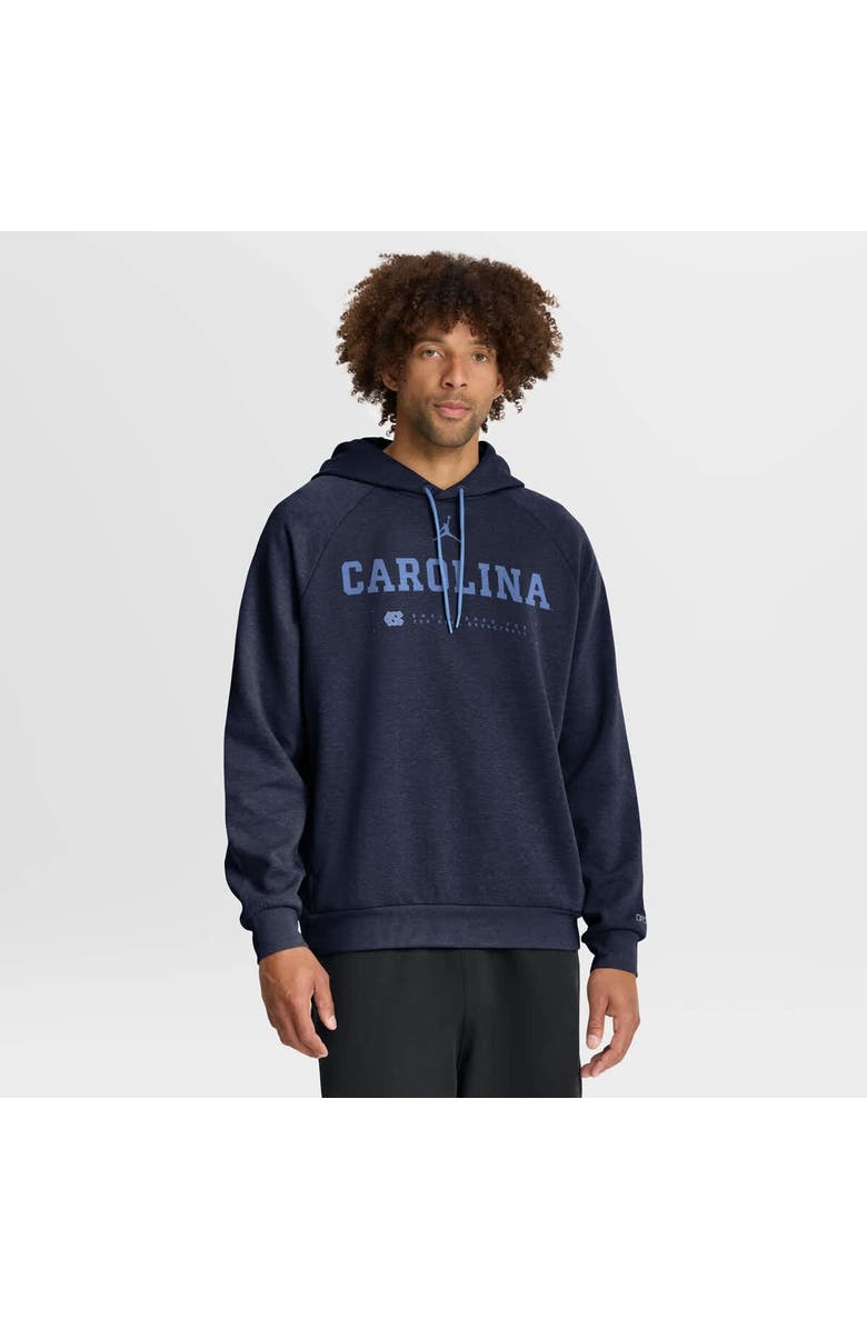 Jordan Brand Men's Jordan Brand Navy North Carolina Tar Heels 2025 Courtside Basketball Practice Raglan Dri-FIT Hoodie, Main, color, Navy