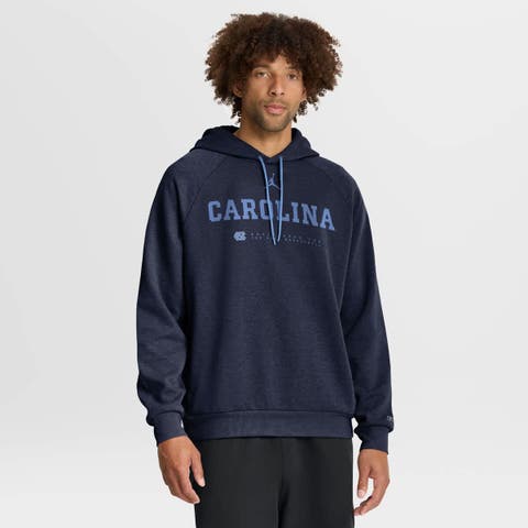 Men's Jordan Brand Navy North Carolina Tar Heels 2025 Courtside Basketball Practice Raglan Dri-FIT Hoodie
