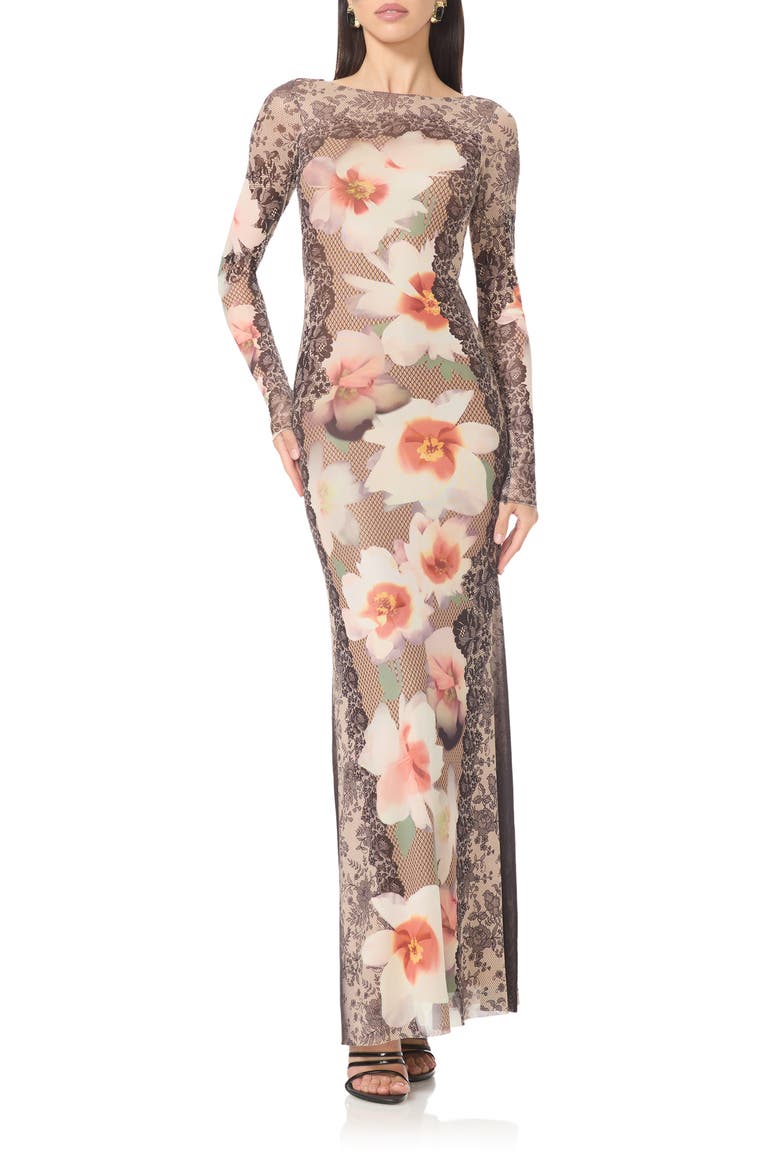 Talmo Long Sleeve Maxi Dress, Main, color, LACE FLORAL MIX