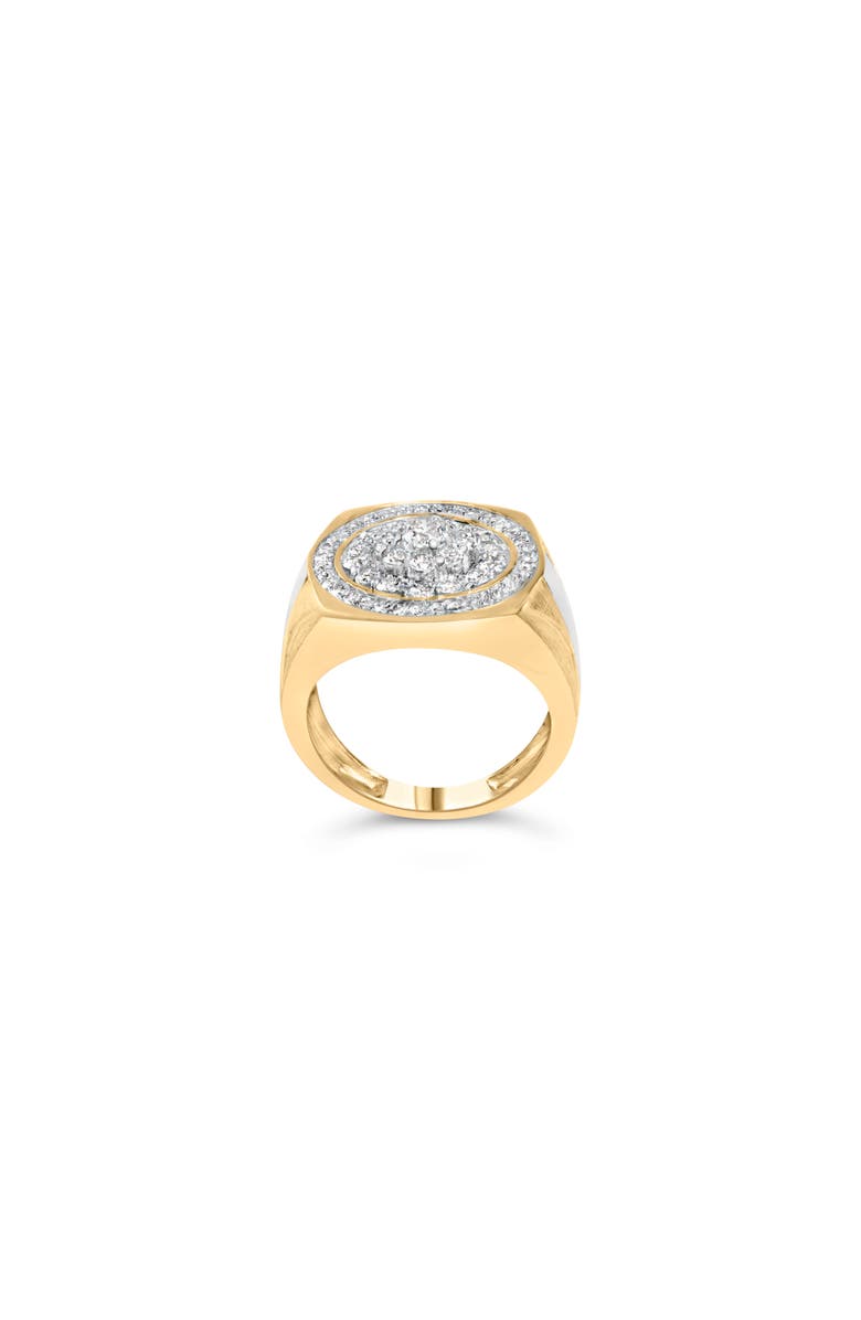 Haus of Brilliance 10K Yellow Gold 1 1/2 Cttw Diamond Cluster and Halo Signet Mens Ring, Alternate, color, Yellow