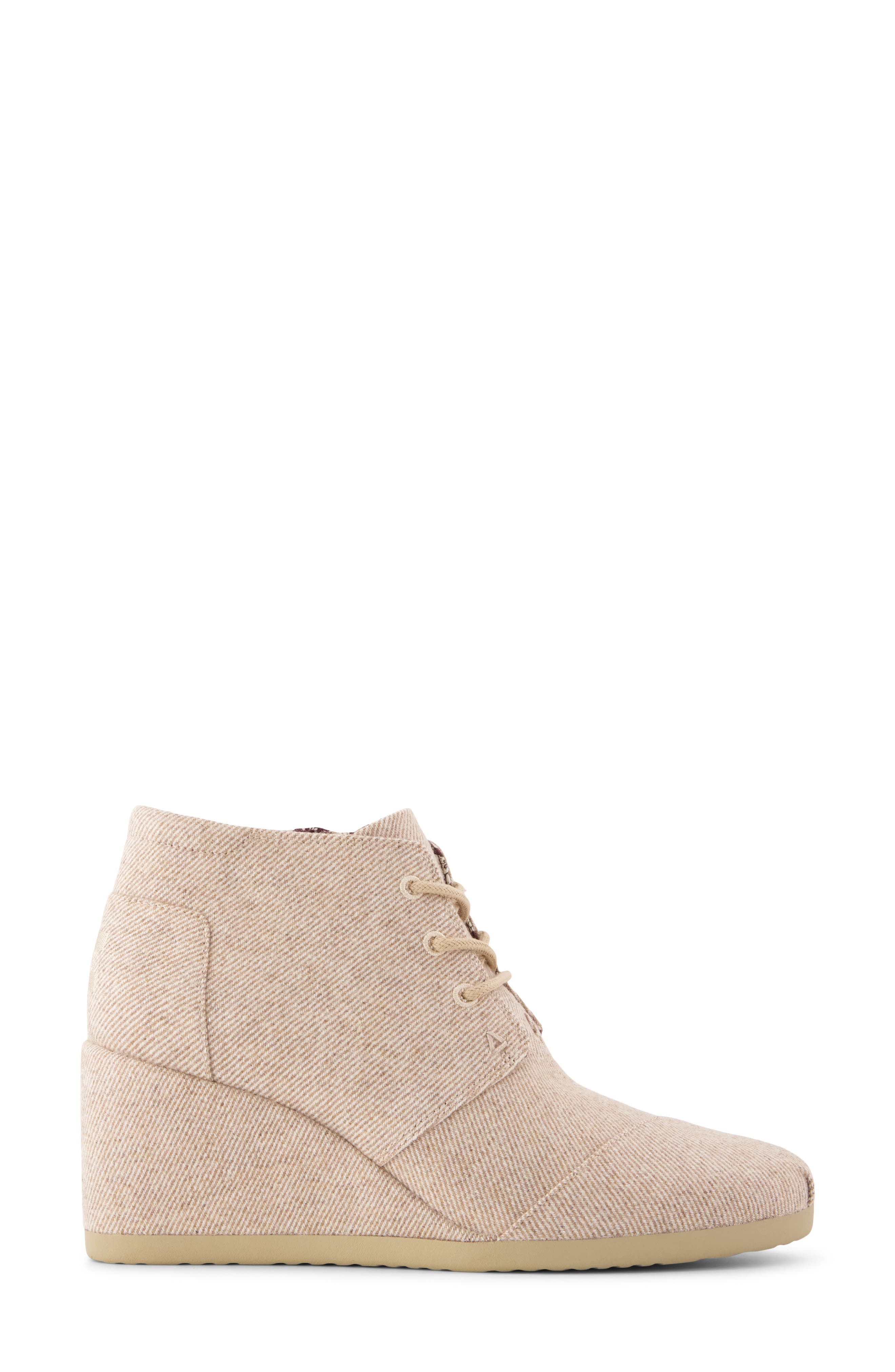 Desert Lace-Up Wedge Bootie, Alternate, color, NATURAL