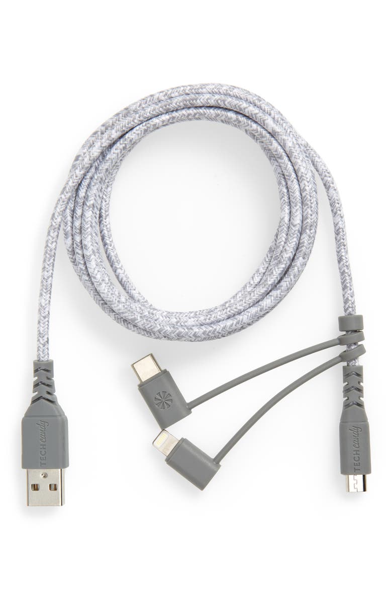 Triple Header 6-Foot Micro USB Cable, Main, color, SHADES OF GREY