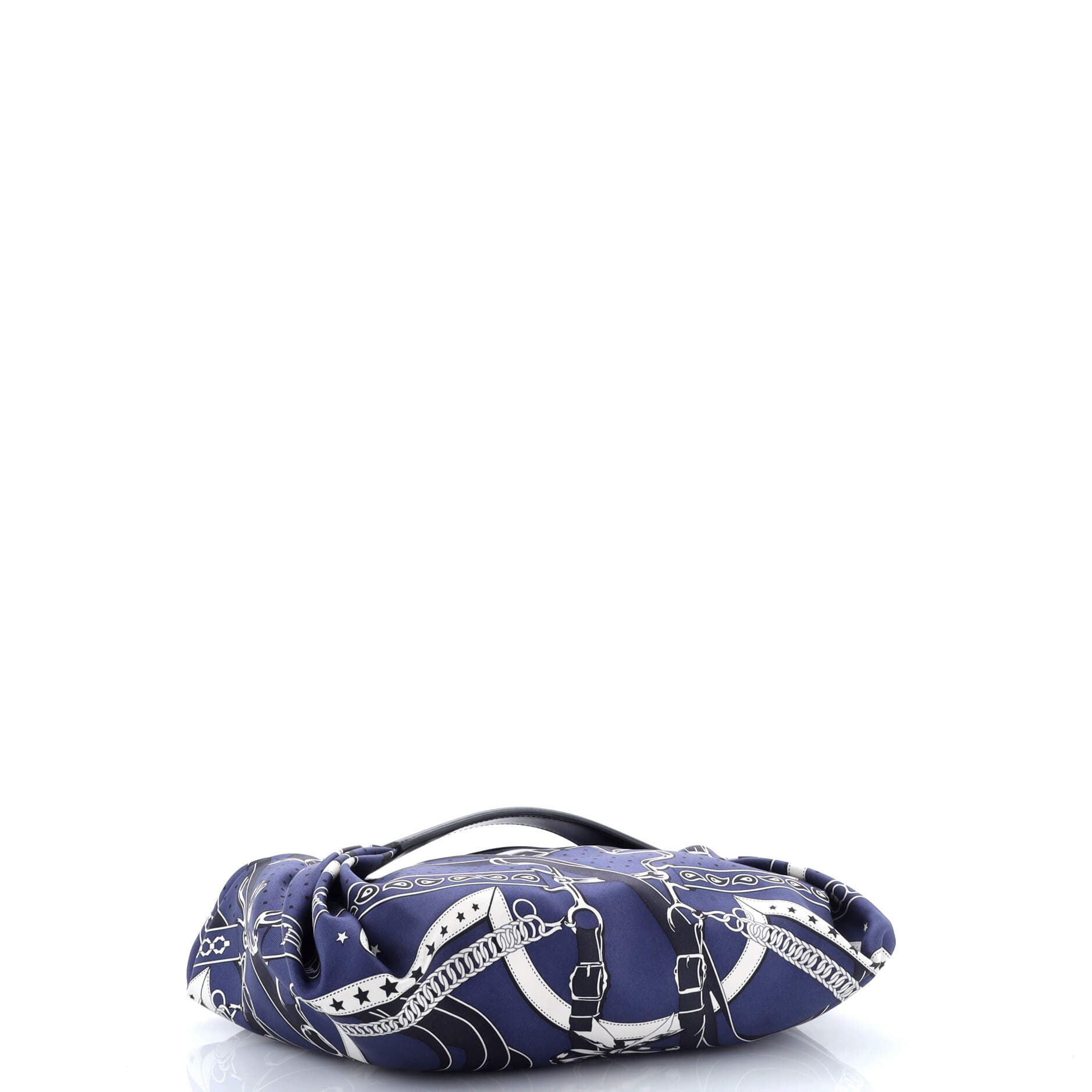 Pre-Owned Hermes Balusoie Bag Printed Silk and Leather, Alternate, color, Blue