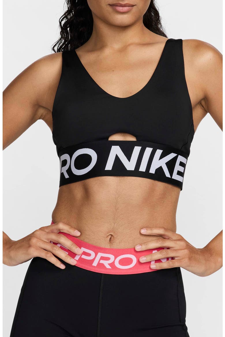 Pro Indy Plunge Medium-Support Padded Sports Bra, Main, color, 010 BLACK/ WHITE/ WHITE