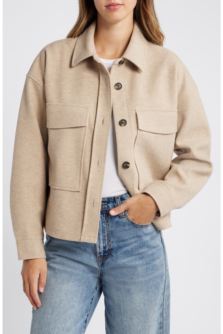 Double Face Crop Jacket, Main, color, TAUPE HEATHER