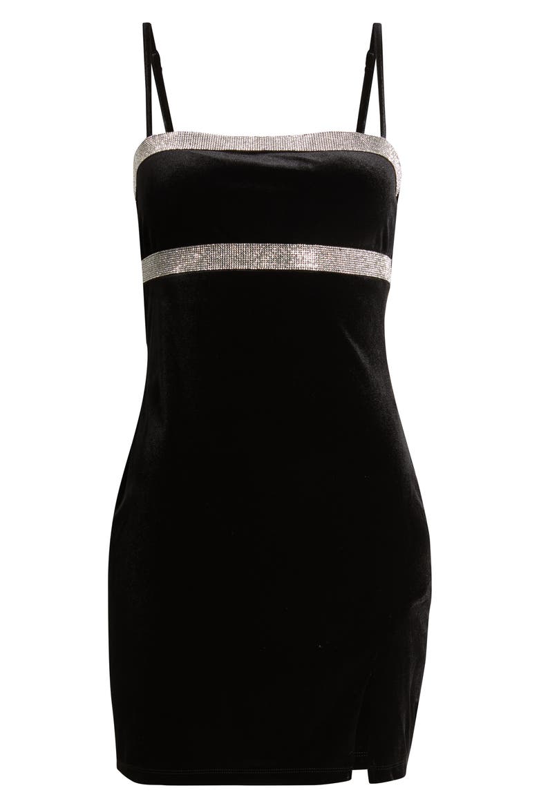 Embellished Velvet Minidress, Alternate, color, BLACK