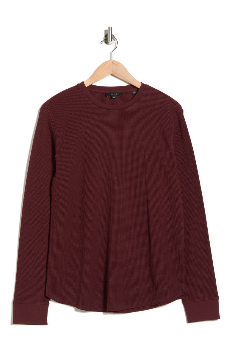 Crewneck Cotton Thermal Sweater, Alternate, color, MALBEC