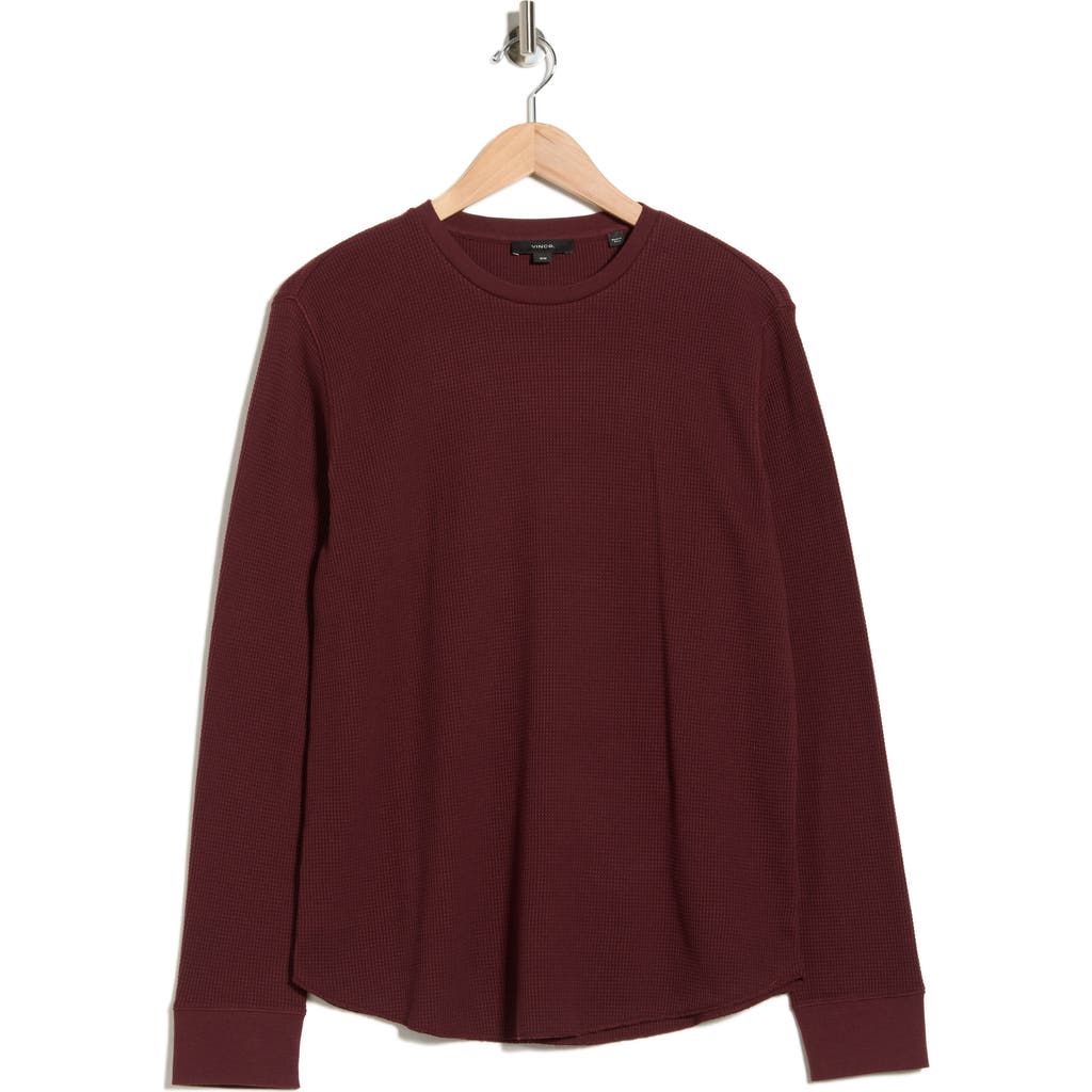 Vince Crewneck Cotton Thermal Sweater In Brown