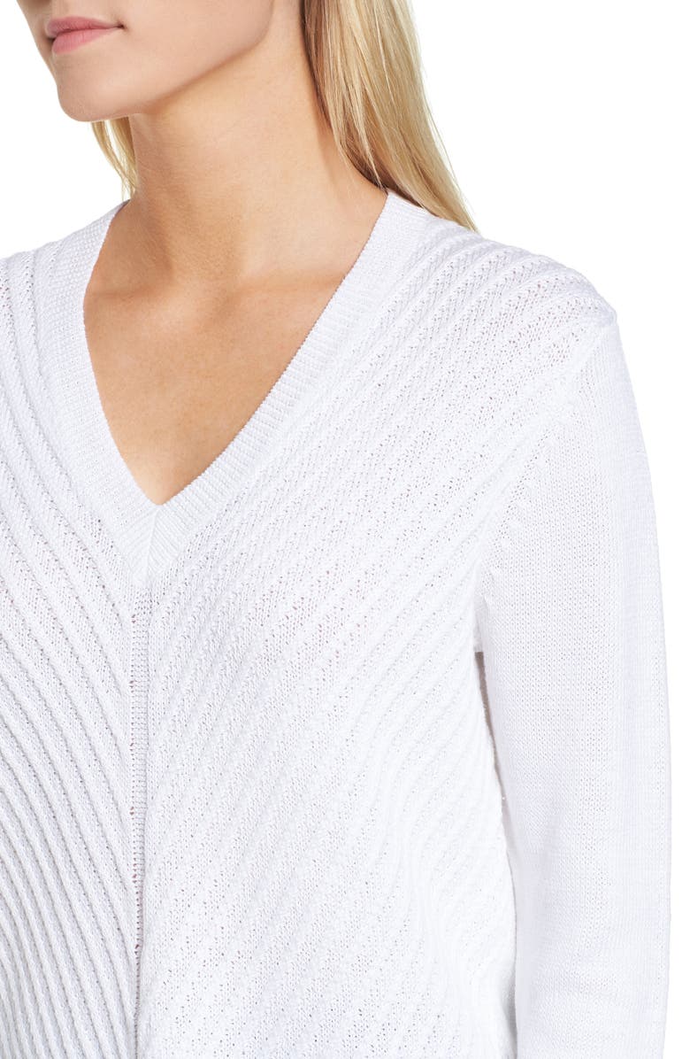 Nordstrom Signature Textured Front V-Neck Sweater, Alternate, color, 