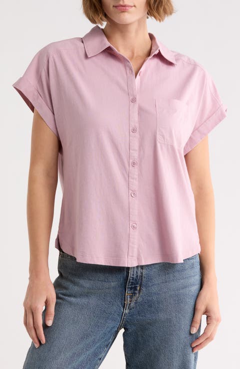 Mixed Media Button-Up Shirt