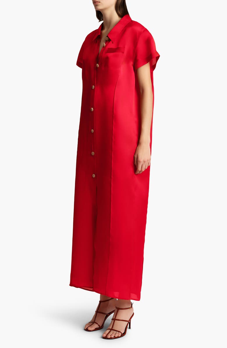 Khaite Effy Organza Shirtdress, Alternate, color, Raspberry