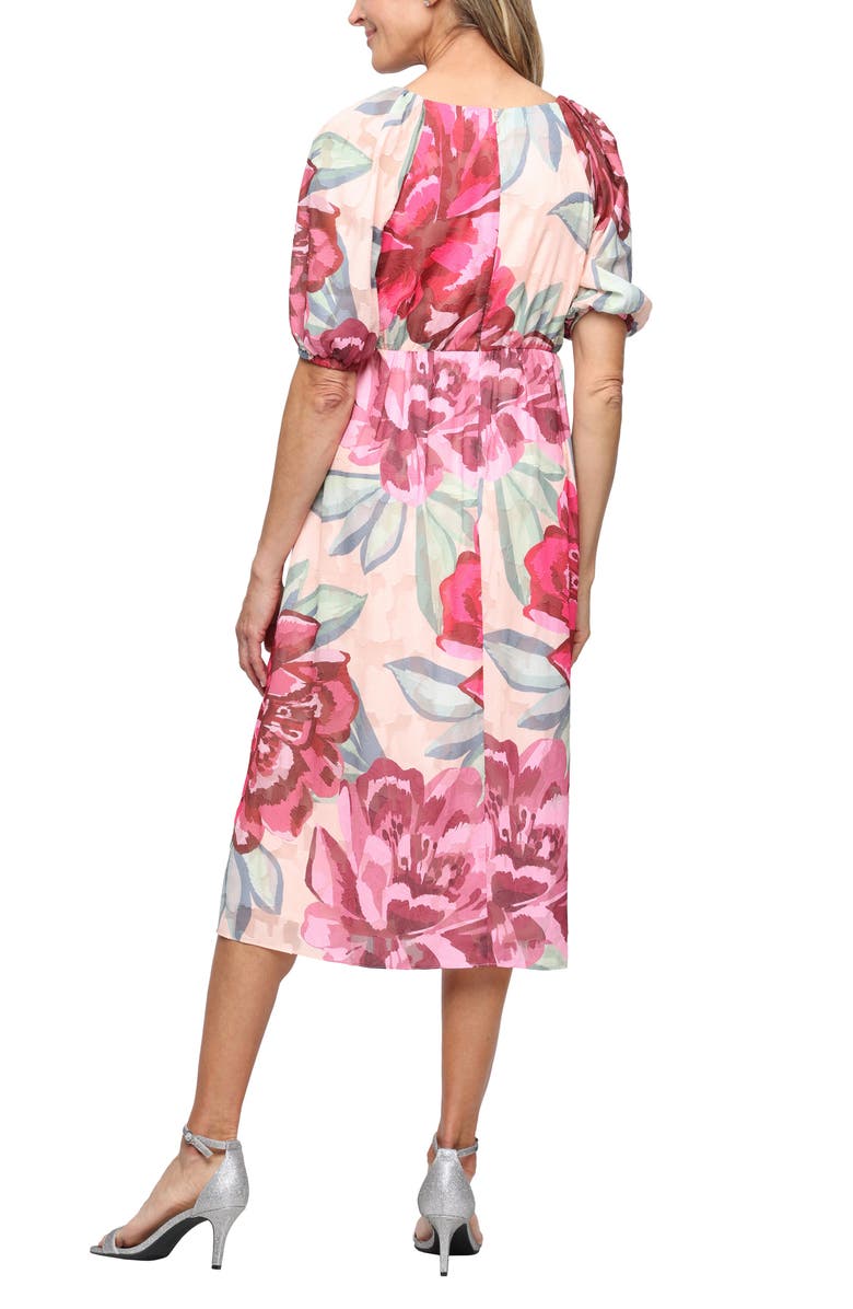 SL FASHIONS Floral Chiffon Cocktail Dress, Alternate, color, Pink Multi