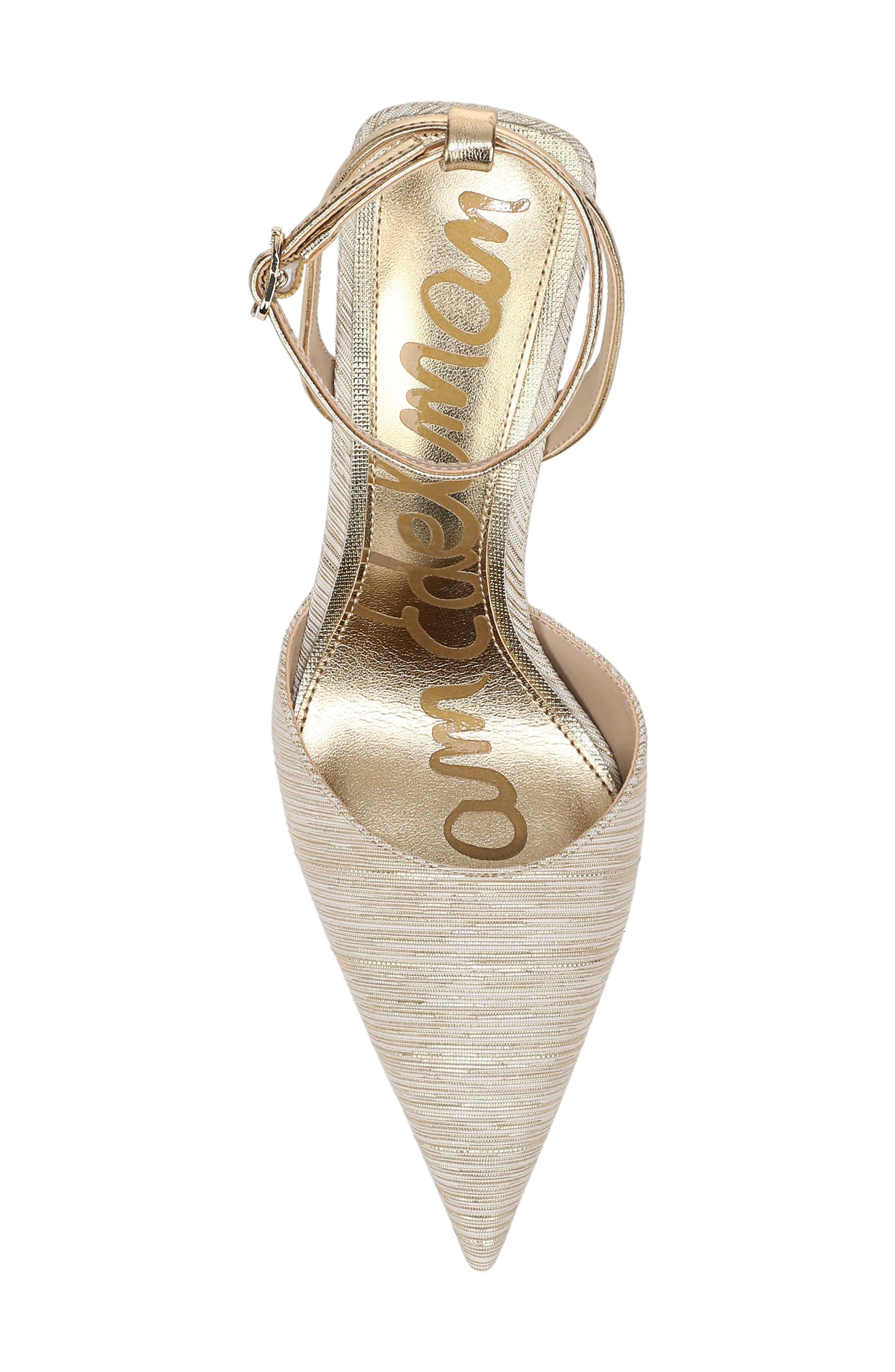 Ankle Strap Pointed Toe Pump, Alternate, color, AMBER GOLD SE