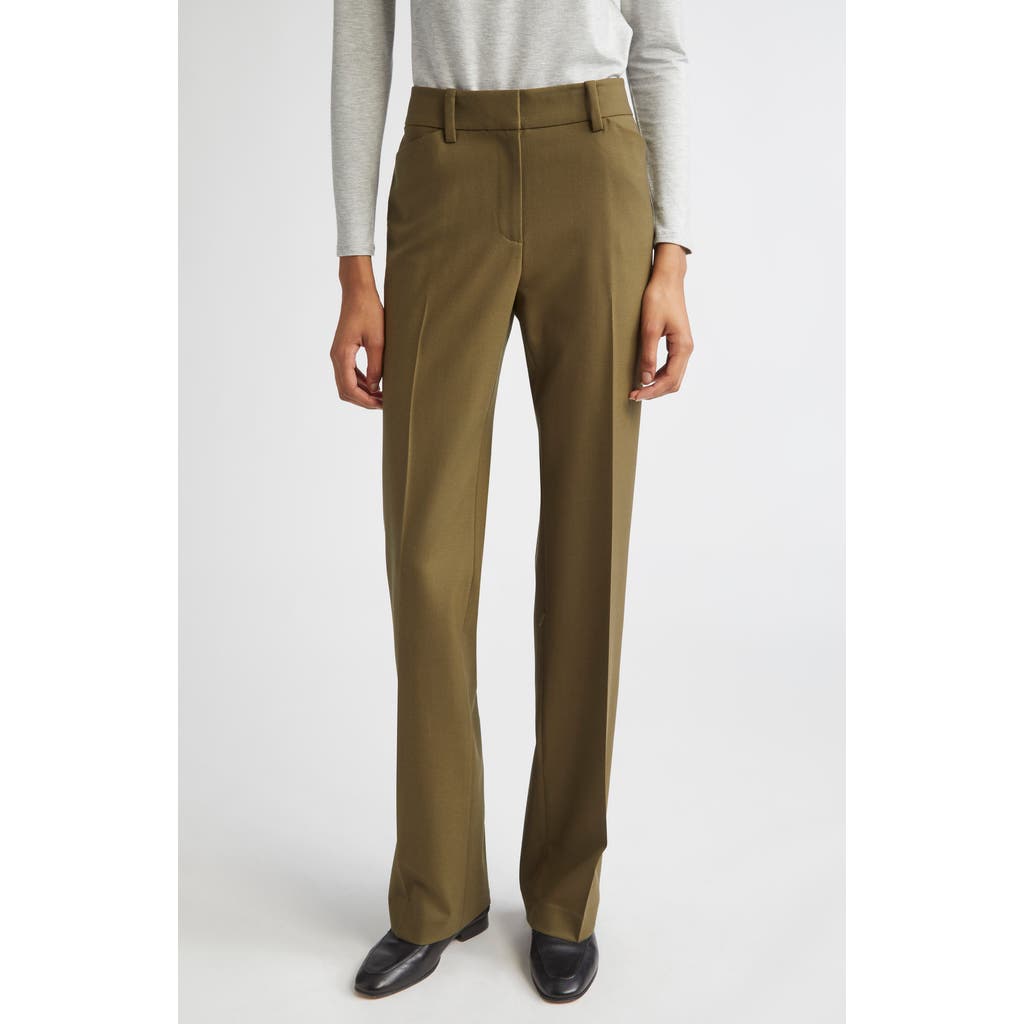 Lafayette 148 New York Reade Stretch Wool Straight Leg Pants In Green
