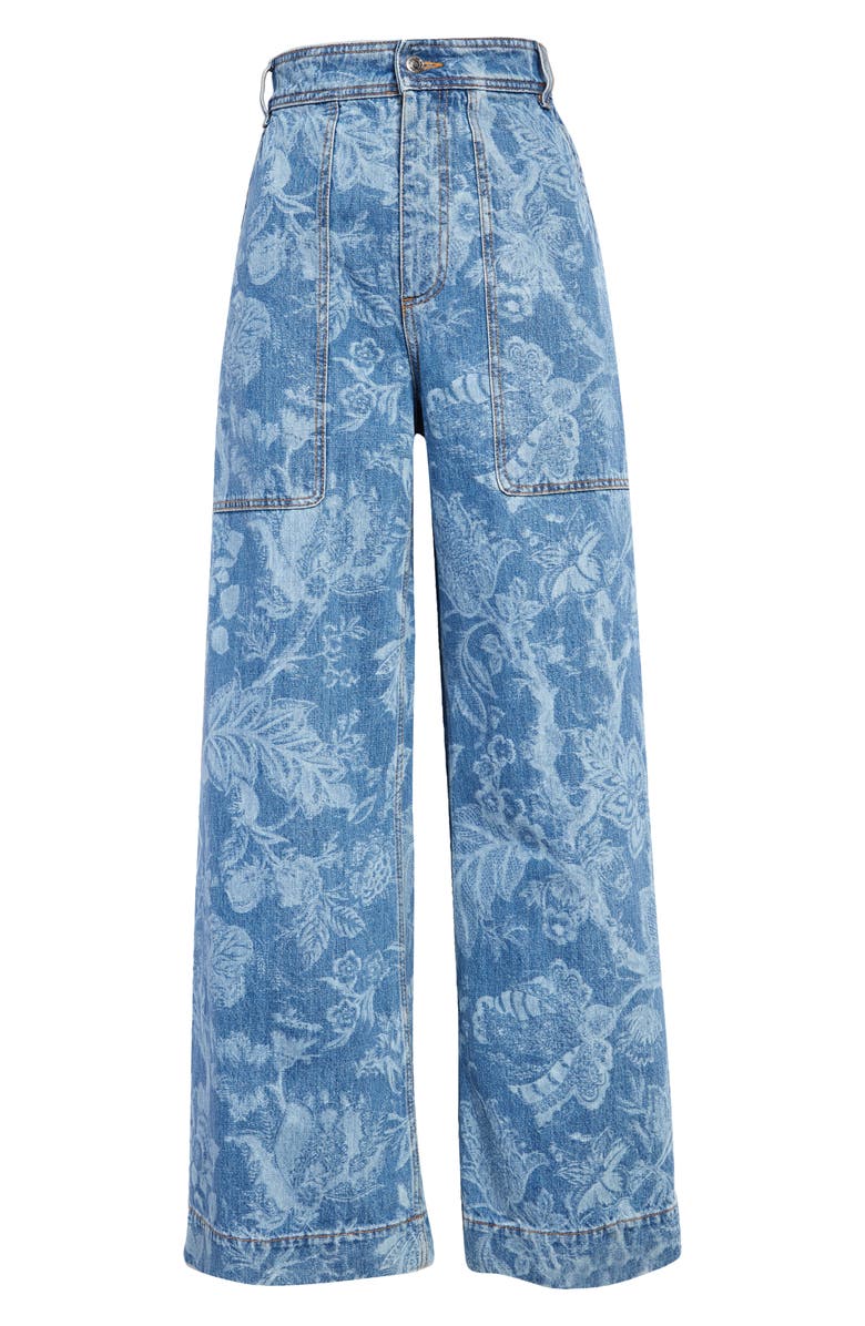 Etro Dancer Floral Print Wide Leg Jeans, Alternate, color,