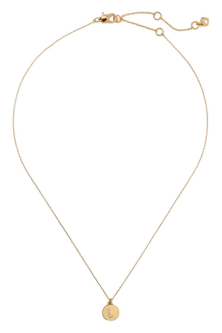 pavé mini initial pendant necklace, Main, color, CLEAR/ GOLD L