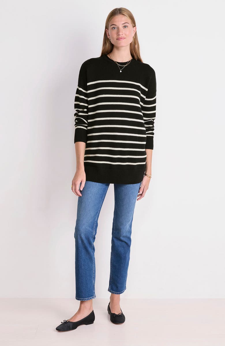 vineyard vines Crewneck Cotton Sweater, Alternate, color, Jamie Stripe Black