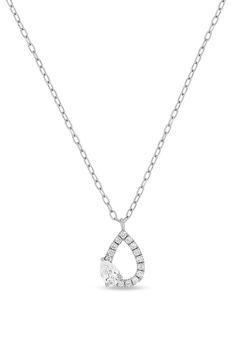 Audrey 18K White Gold Diamond Pear Pendant Necklace, Main, color, 18KW