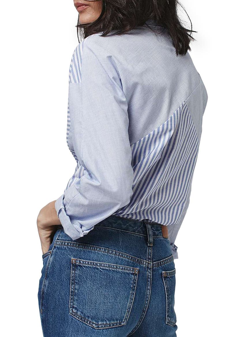 'Harper' Mixed Stripe Shirt, Alternate, color, LIGHT BLUE