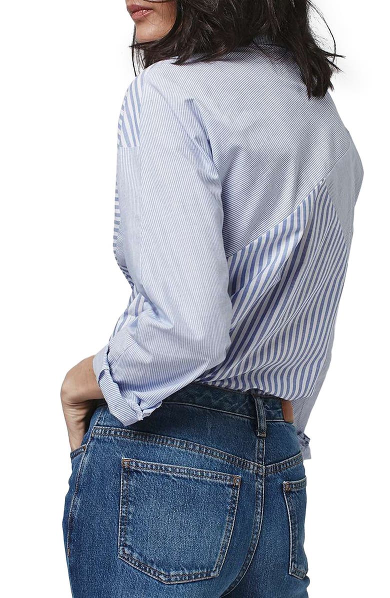 Topshop 'Harper' Mixed Stripe Shirt, Alternate, color,