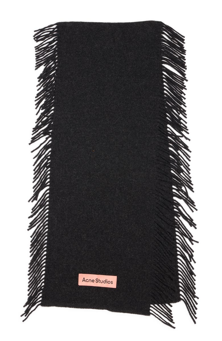 Acne Studios Canada Wool Fringe Scarf, Main, color, Black Melange