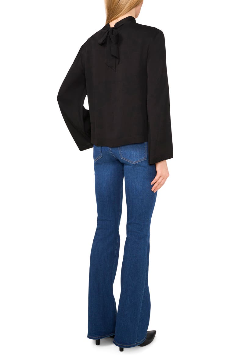 Flowy Long Sleeve Georgette Top, Alternate, color, RICH BLACK