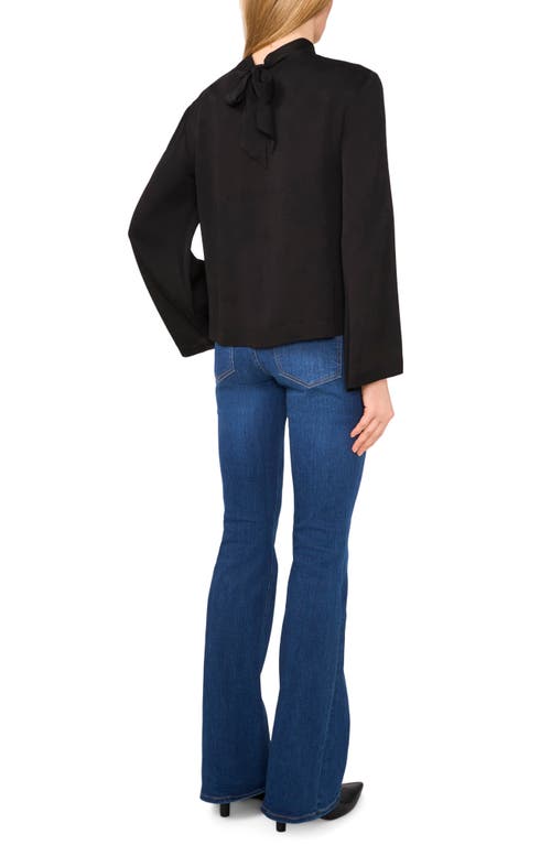 Ted Baker Flowy Long Sleeve Georgette Top In Black
