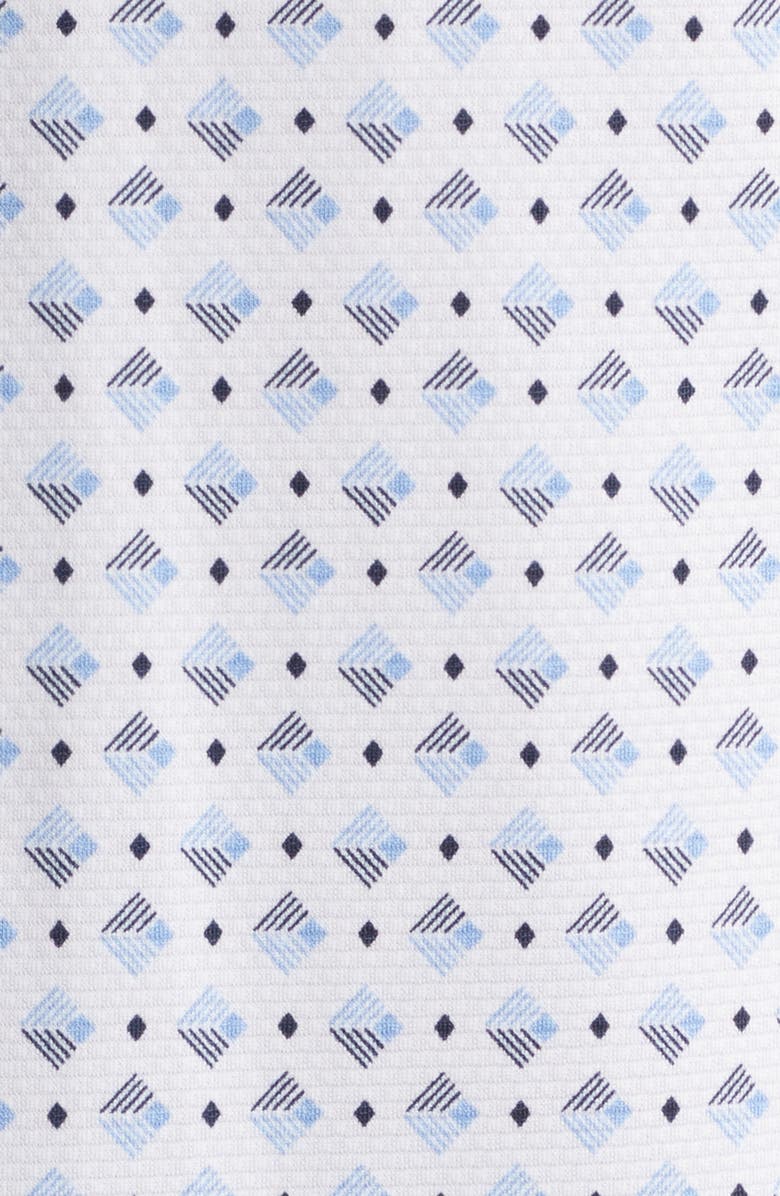 Mizzen+Main Halyard Trim Fit Geo Print Short Sleeve Button-Up Shirt, Alternate, color, Navy Layered Diamond