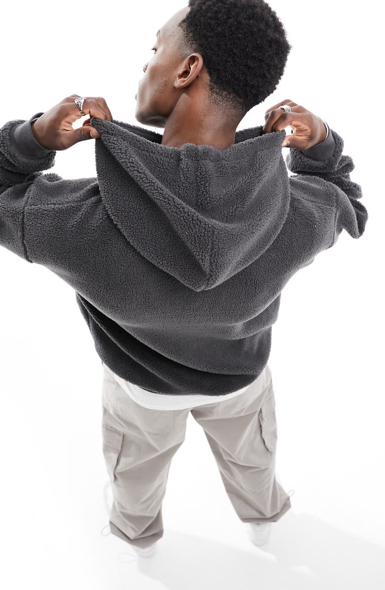 ASOS DESIGN Oversize High Pile Fleece Hoodie, Alternate, color, 