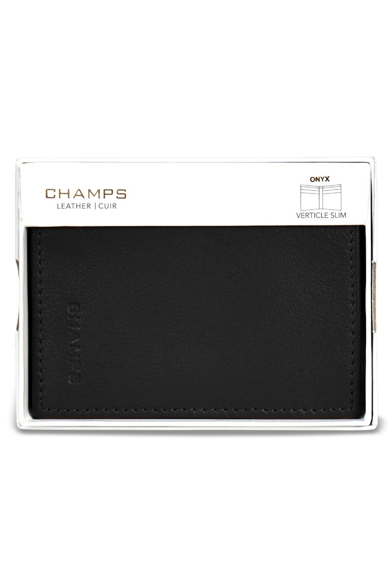 Onyx Leather RFID Vertical Slim Wallet, Alternate, color, BLACK