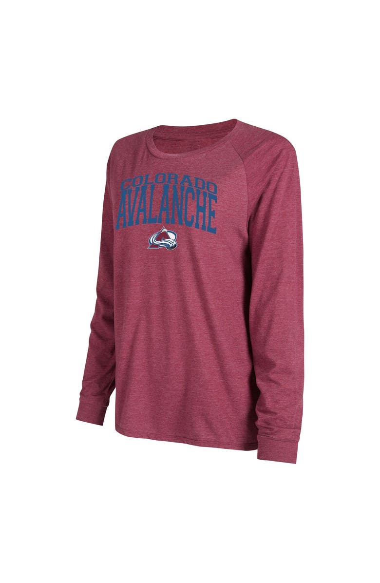 CONCEPTS SPORT Women's Concepts Sport Burgundy/Black Colorado Avalanche Meter Knit Long Sleeve Raglan Top & Shorts Sleep Set, Alternate, color, 